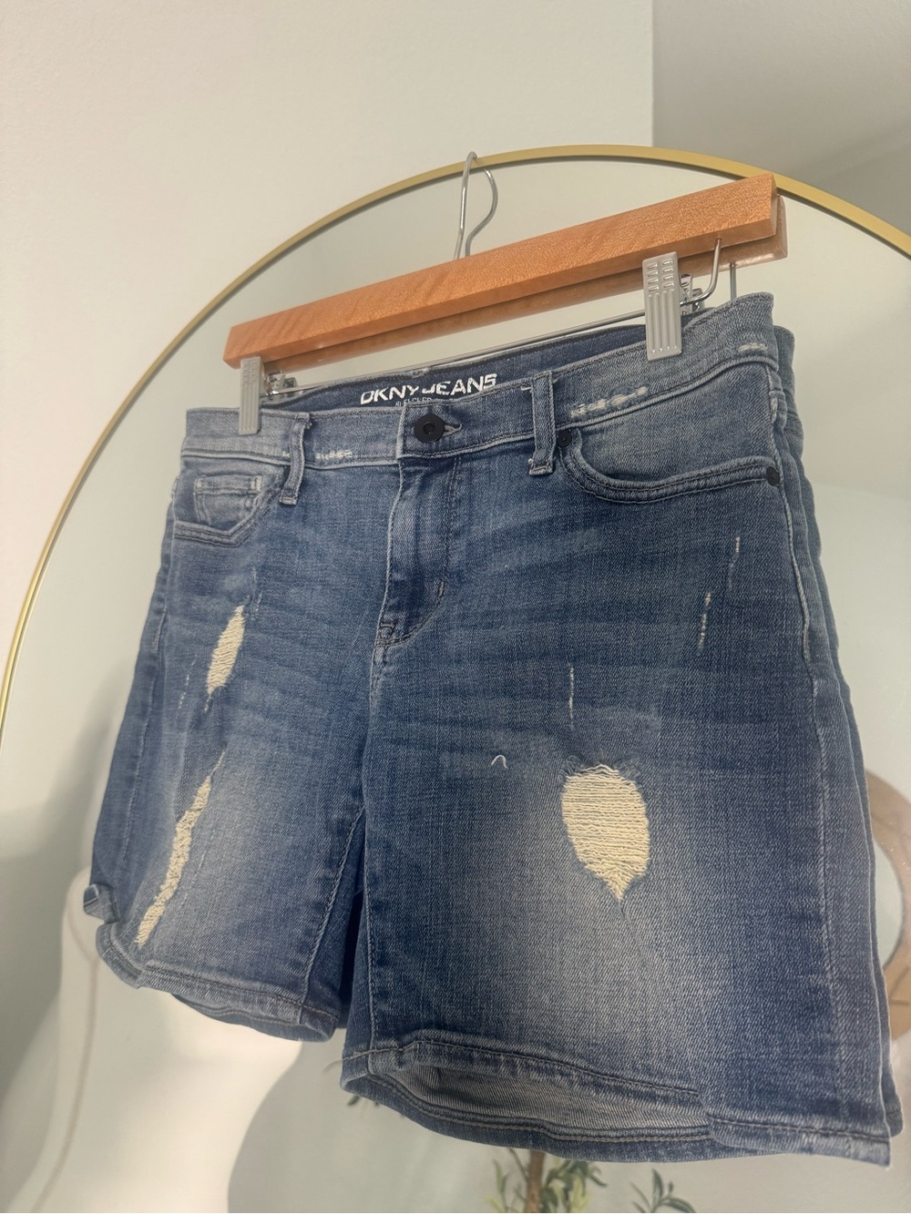 DKNY Distressed Low rise Denim Shorts